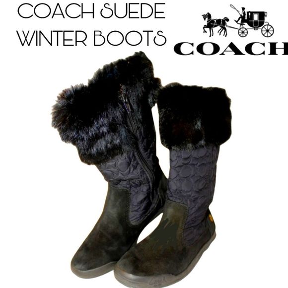 Sale Coach Talen Quilted Suede w Zipper Winter Boots Faux fur 7.5 - Picture 3 of 13